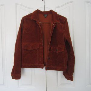 Burnt Orange Rust Corduroy Textured Cropped Jacket